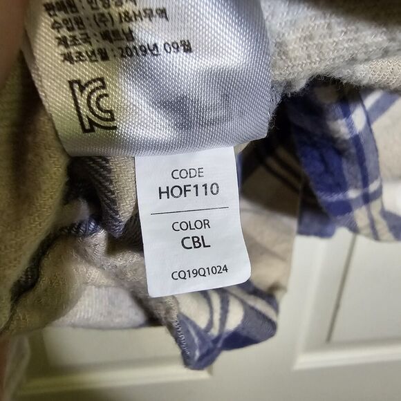 CQR Plaid Flannel Long Sleeve Corduroy Flip Cuff Shirt Blue White Men's Sz XL - Picture 8 of 9